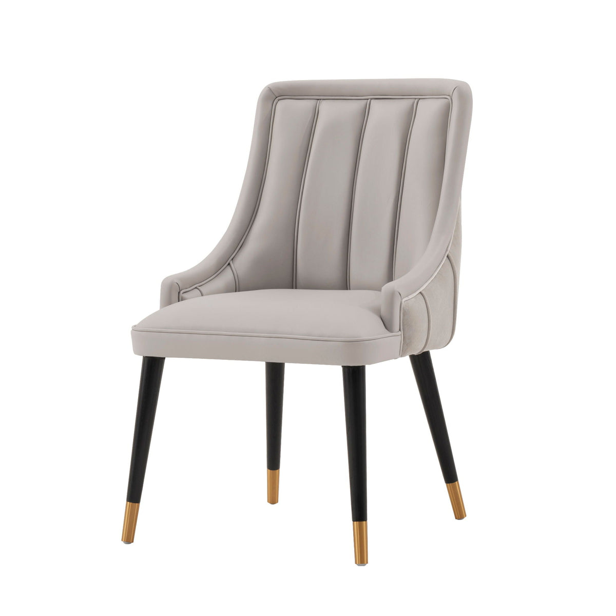 Eda Dining Chair with stitched beige upholstery, arm chair with black legs HouseOfZazla on Tampa Home & Garden Store