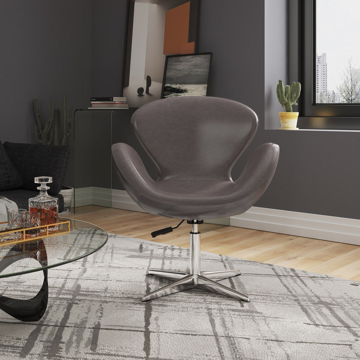 Raspberry swivel chair HouseOfZazla with 360° rotation chrome base on Tampa Home & Garden Store