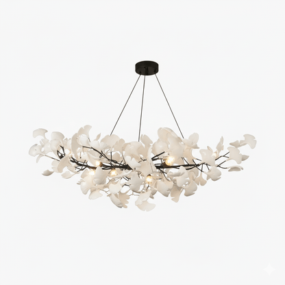 Chandelier Porcelain Ginkgo Leaf Linear with Flexible Branches by Moktan Sabai on Tampa Home & Garden Store