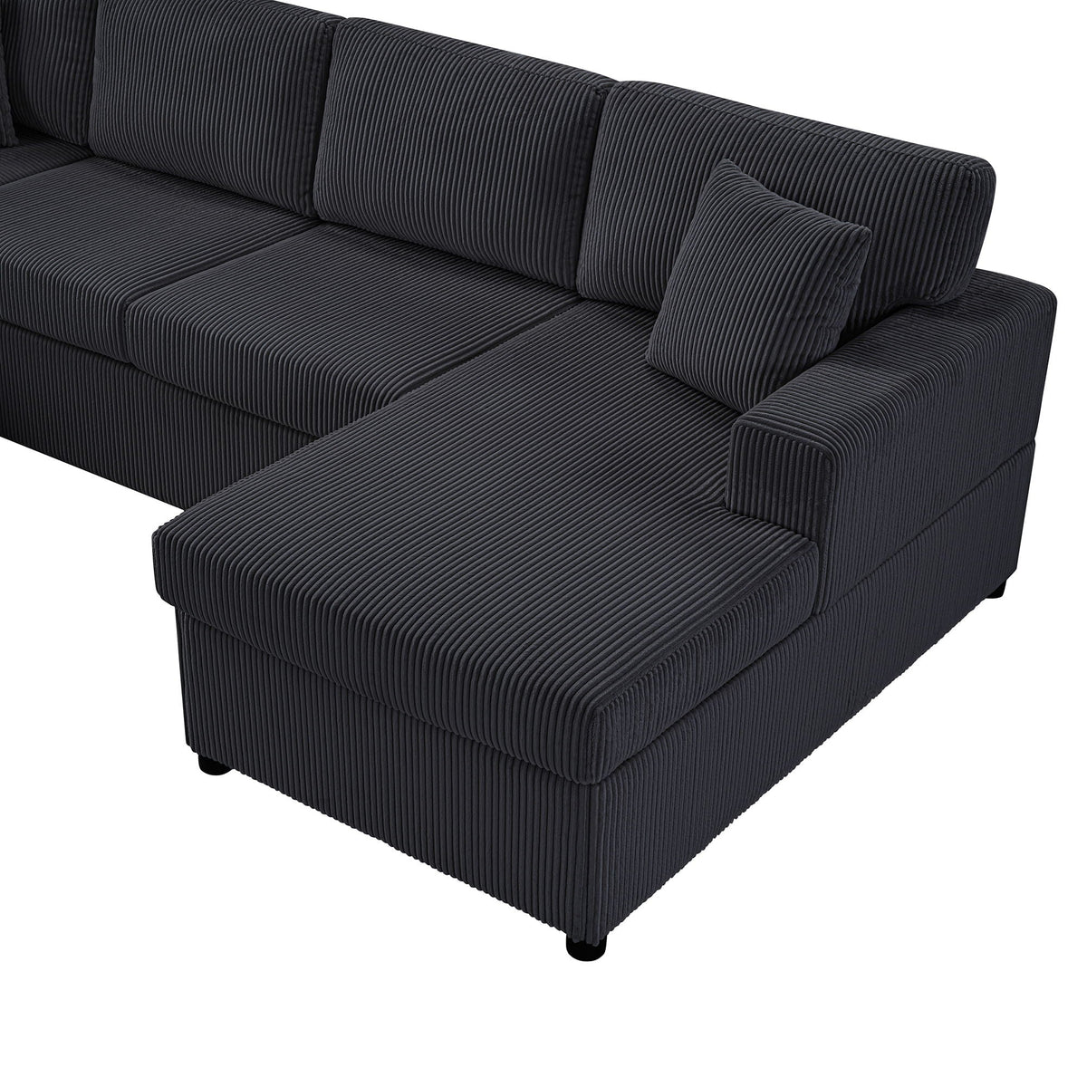 Oversized U-shaped sectional sofa with chaise lounge in dark corduroy, 3 pillows on Tampa Home & Garden Store