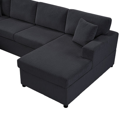 Oversized U-shaped sectional sofa with chaise lounge in dark corduroy, 3 pillows on Tampa Home & Garden Store