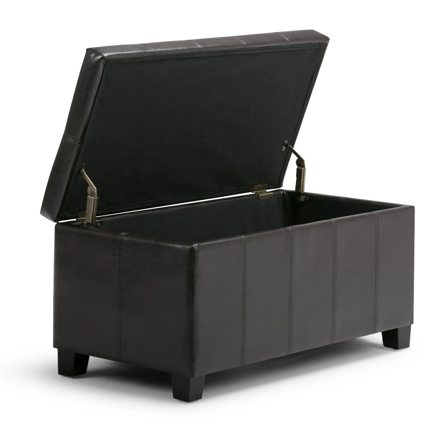 Dover Multifunctional Storage Ottoman Bench black faux leather with lift-top hinges on Tampa Home & Garden Store