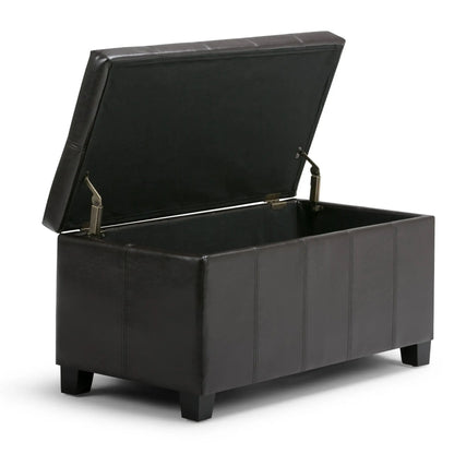Dover Multifunctional Storage Ottoman Bench black faux leather with lift-top hinges on Tampa Home & Garden Store