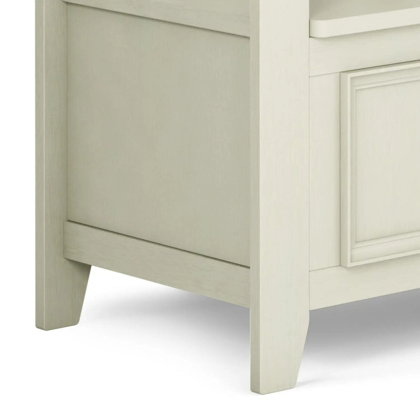 Amherst Entryway Storage Bench, cream whitewash finish, tapered legs by Unique Piece Furniture on Tampa Home & Garden Store