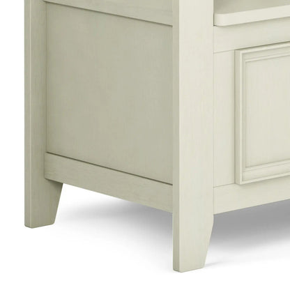 Amherst Entryway Storage Bench, cream whitewash finish, tapered legs by Unique Piece Furniture on Tampa Home & Garden Store