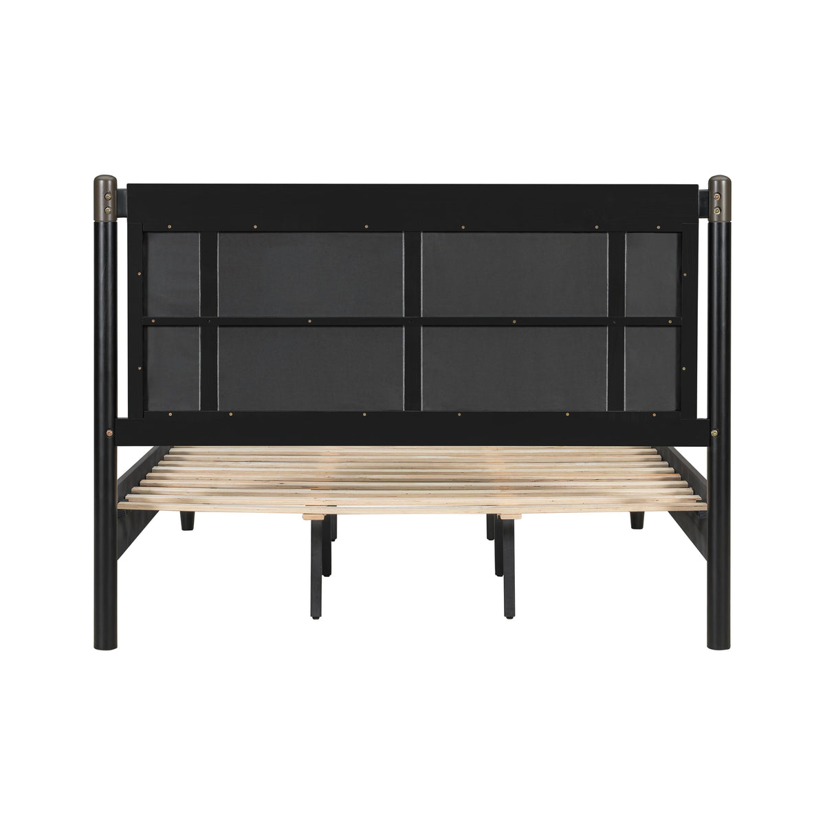 Solid Wood Queen Bed frame by HouseOfZazla, black finish with slatted base on Tampa Home & Garden Store