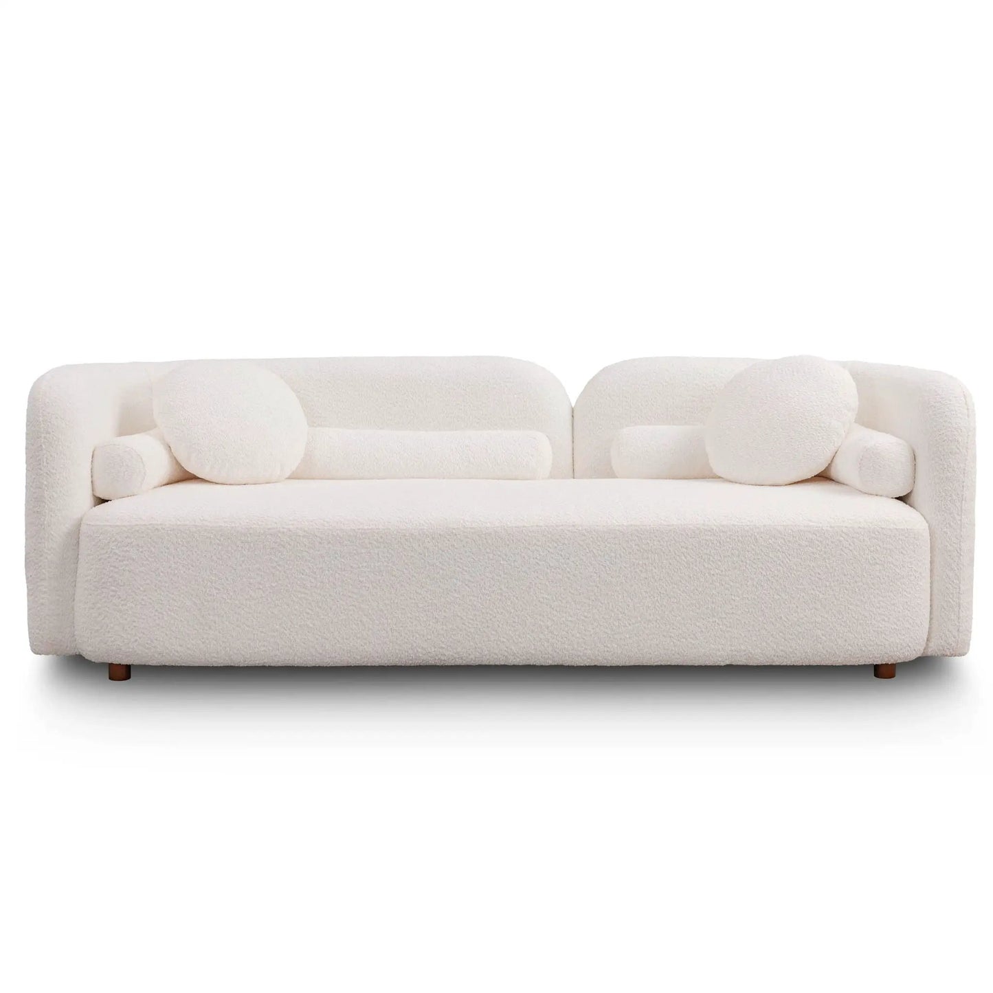 3-Seater Luxury Modern Couch cream boucle fabric with bolster cushions stationary sofa on Tampa Home & Garden Store