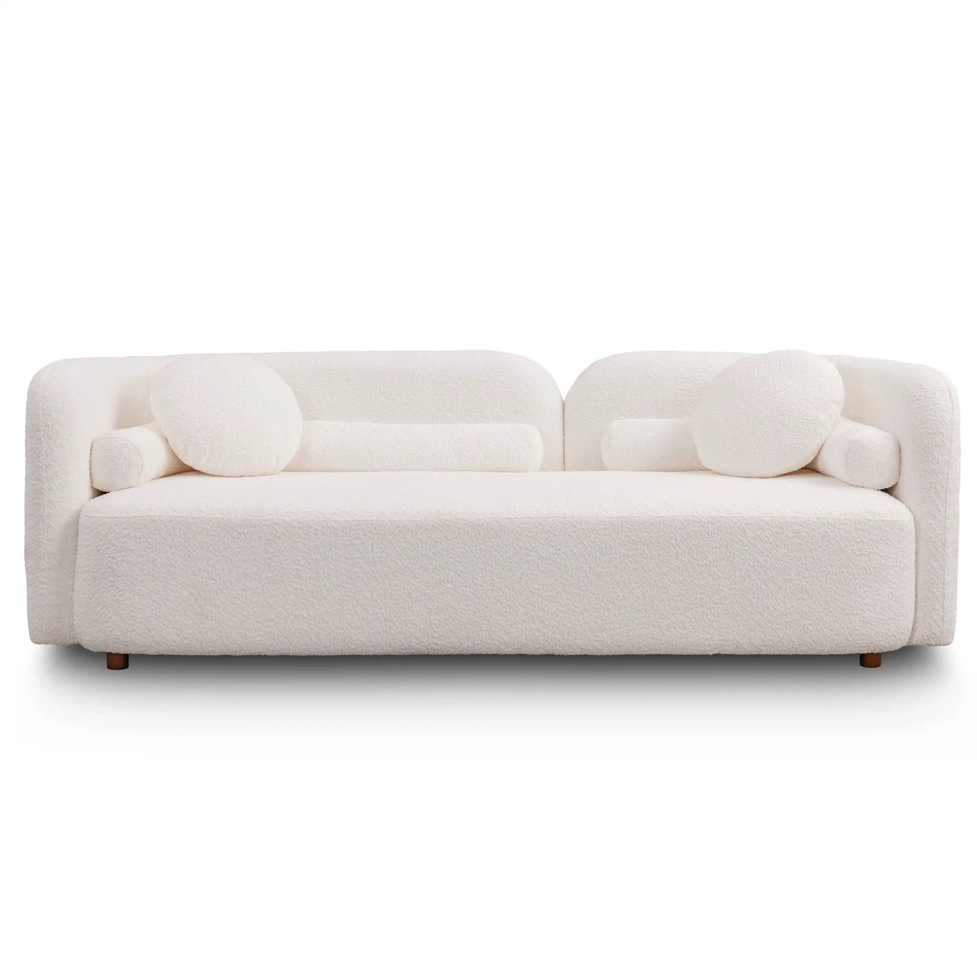 3-Seater Luxury Modern Couch cream boucle fabric with bolster cushions stationary sofa on Tampa Home & Garden Store