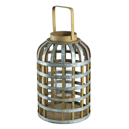 Decorative lantern with handle, wooden lantern with galvanized metal bands HouseOfZazla on Tampa Home & Garden Store