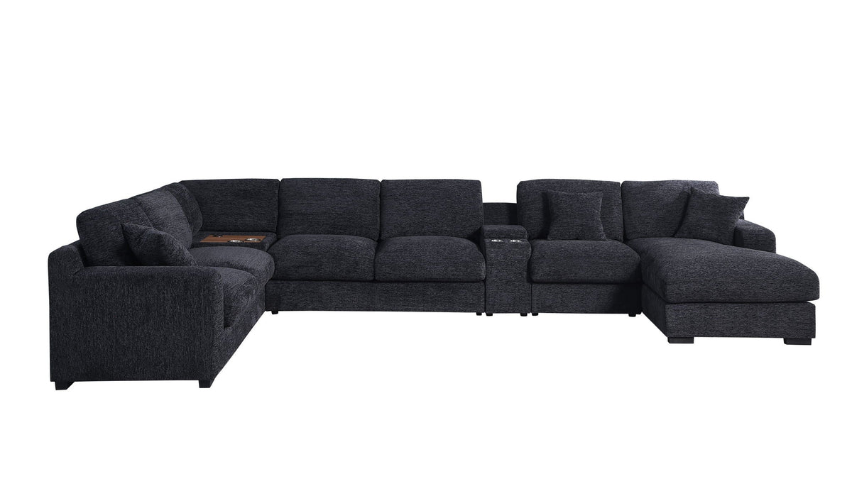 Celine fabric corner sectional with right chaise, cupholders and ports HouseOfZazla on Tampa Home & Garden Store
