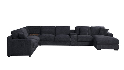 Celine fabric corner sectional with right chaise, cupholders and ports HouseOfZazla on Tampa Home & Garden Store