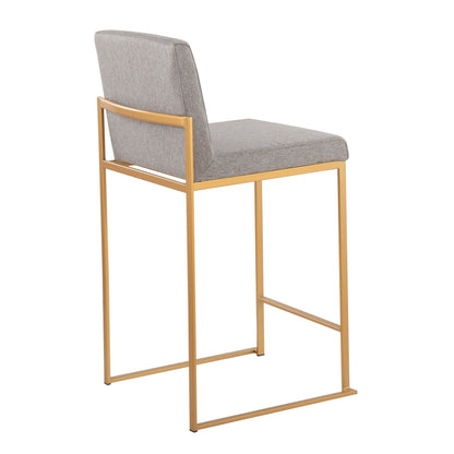 Contemporary high back counter stool with grey upholstery and gold frame HouseOfZazla on Tampa Home & Garden Store