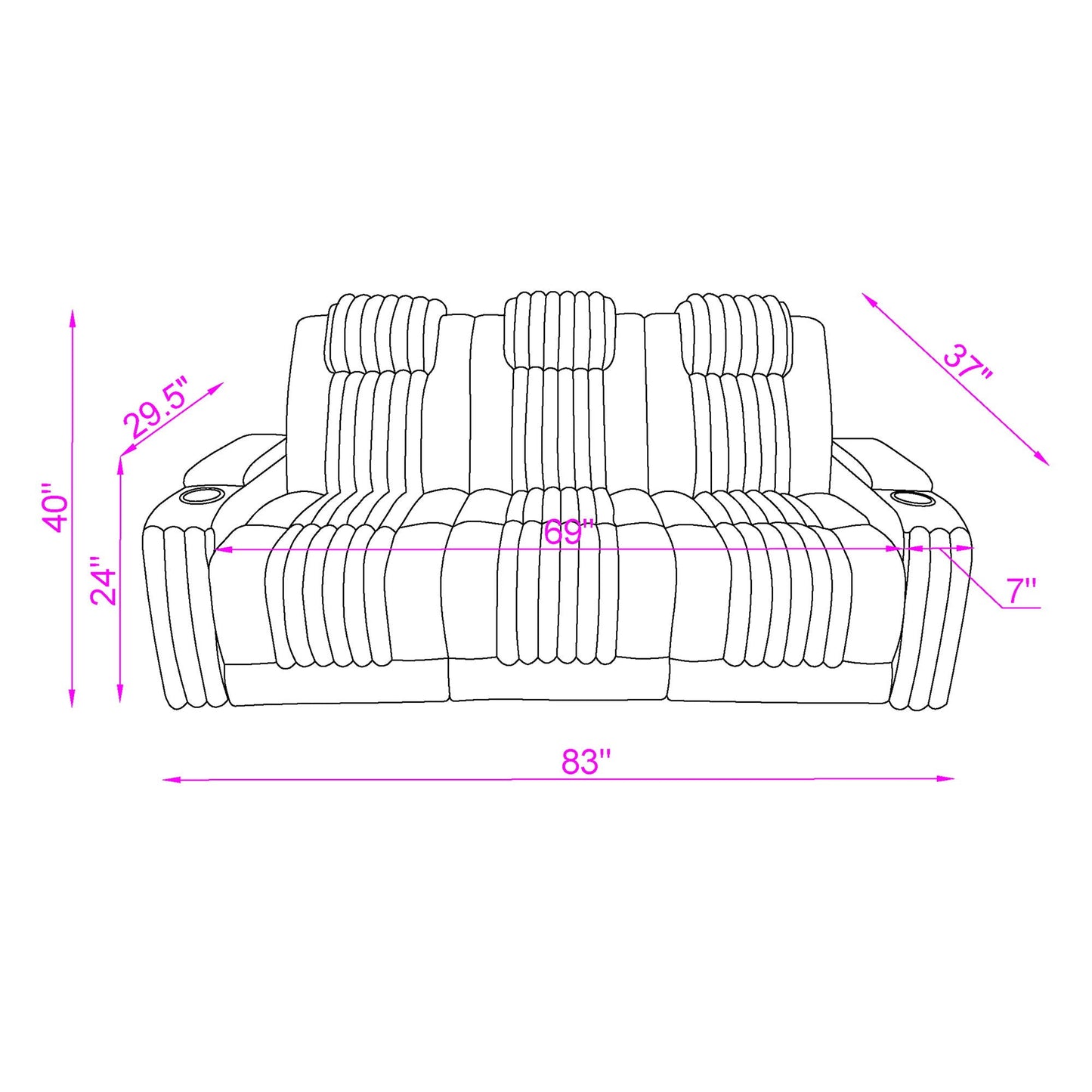 Duran Power Reclining Sofa and Drop Down Table