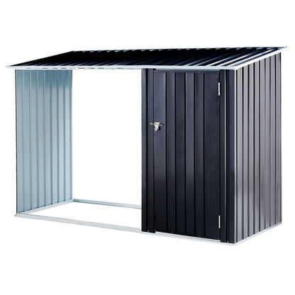 Outdoor Galvanized Firewood and Storage Shed