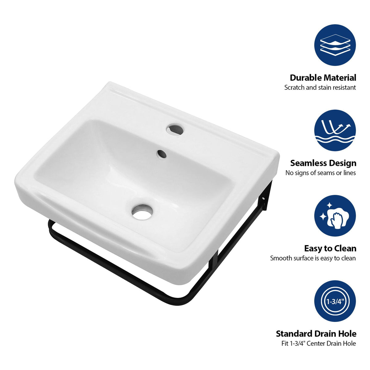 Wall Mounted Bathroom Sink with Towel Bar & Overflow W/B vanity bowl by HouseOfZazla on Tampa Home & Garden Store