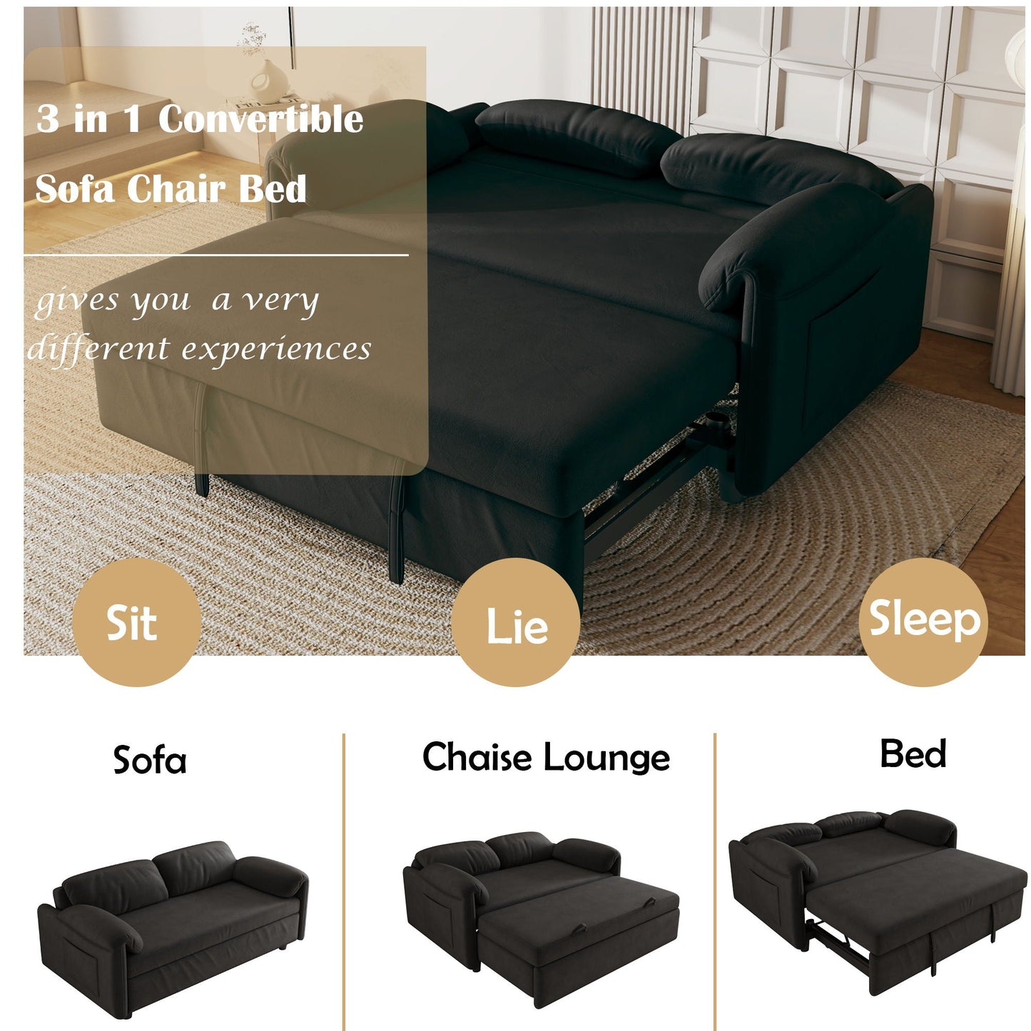 Dual Purpose Sofa and Retractable Queen Bed