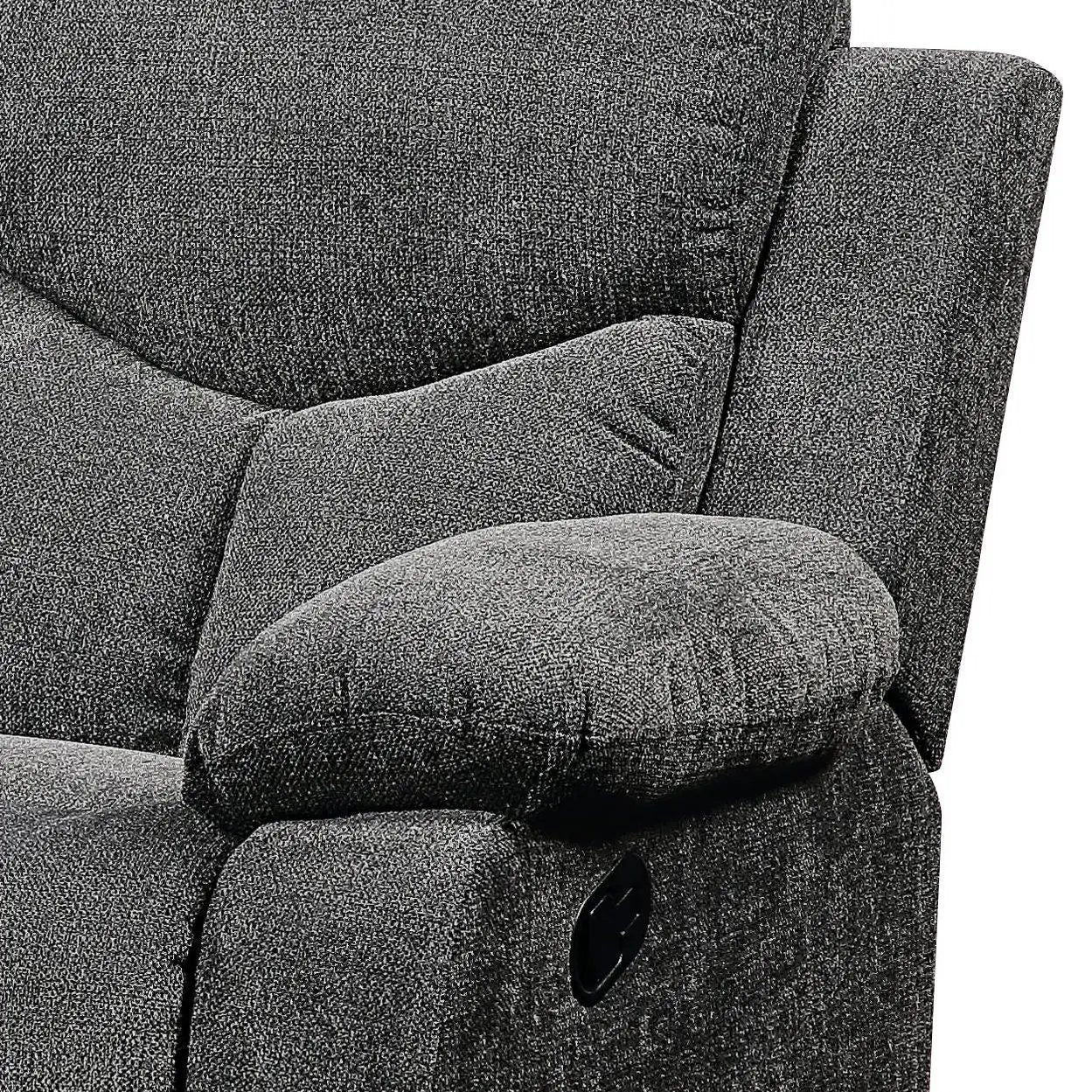 Kalen chenille gray reclining sofa arm close-up with textured fabric Unique Piece Furniture on Tampa Home & Garden Store