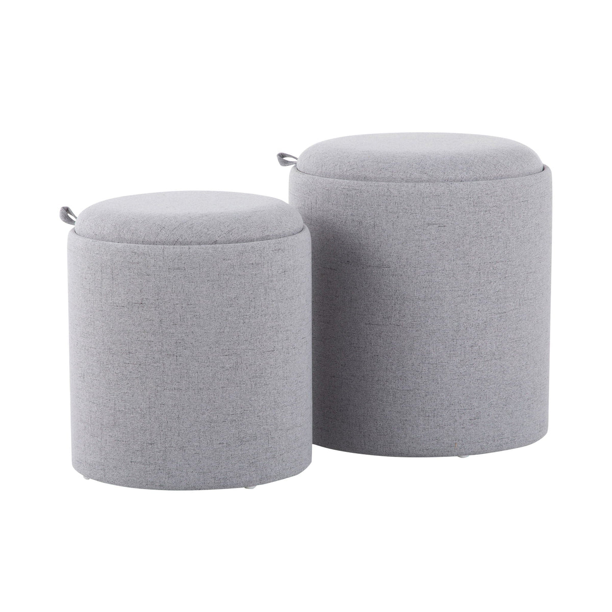 Contemporary nesting ottoman set with flip-top trays, 2-piece gray fabric by HouseOfZazla on Tampa Home & Garden Store