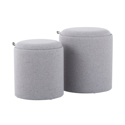 Contemporary nesting ottoman set with flip-top trays, 2-piece gray fabric by HouseOfZazla on Tampa Home & Garden Store