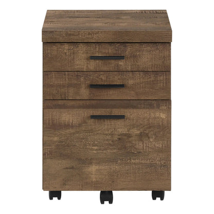 File cabinet rolling storage drawers in dark wood finish with grain and black pulls on Tampa Home & Garden Store