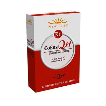 New Life CoEnzQH Ubiquinol 100mg softgels red box on Tampa Home & Garden Store