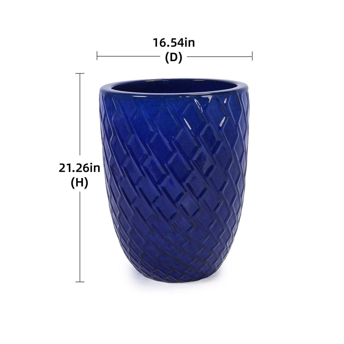 Ceramic flowerpot planter with diamond pattern HouseOfZazla 16.54in dia, 21.26in high on Tampa Home & Garden Store