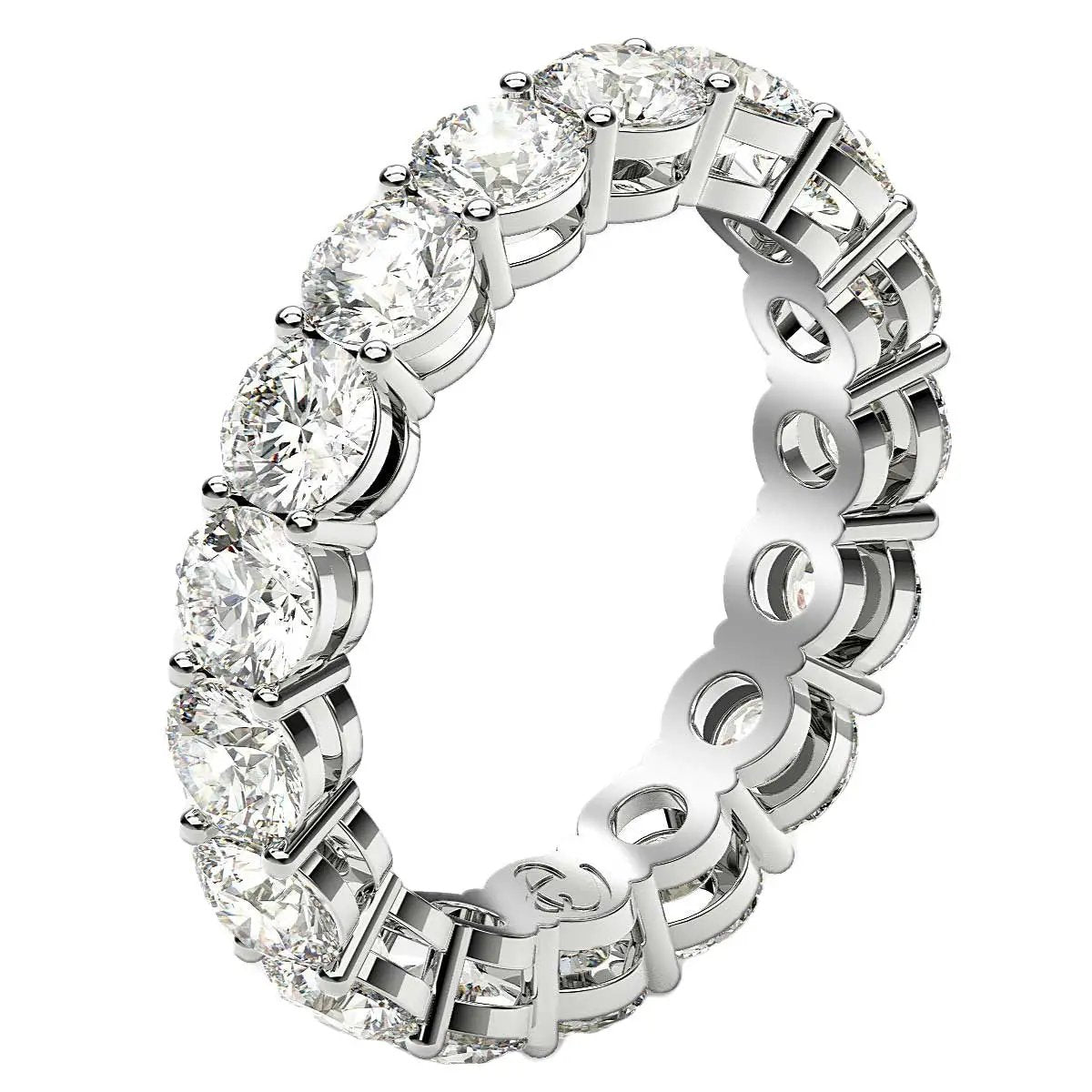 Round cut lab grown diamond eternity ring in 14k white gold, 3 cttw FG/VS2, by Bids.com on Tampa Home & Garden Store