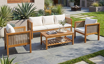 Patio Sofa Set for Outdoor Woven Rattan Seating