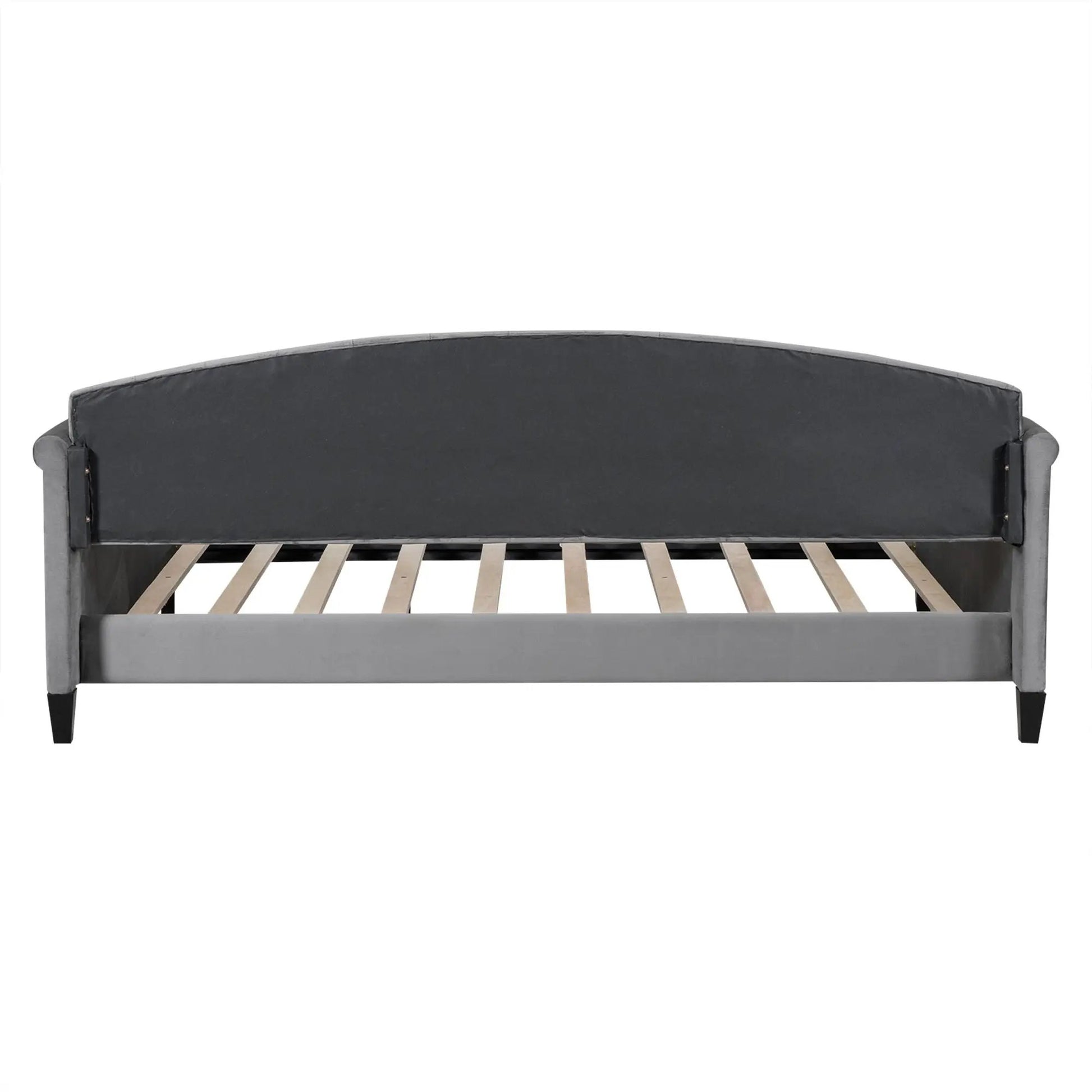 Modern Tufted Button Daybed dark gray fabric with wood slat base Unique Piece Furniture on Tampa Home & Garden Store