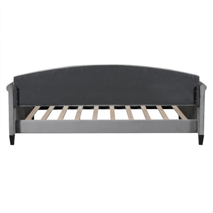 Modern Tufted Button Daybed dark gray fabric with wood slat base Unique Piece Furniture on Tampa Home & Garden Store