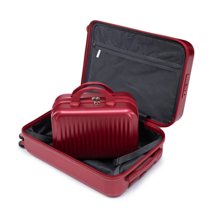 Luggage set 14/20 in ABS spinner wheels, 2 pcs, red with front-opening interior and mesh pocket HouseOfZazla on Tampa Home & Garden Store