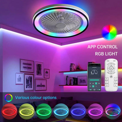 RGB Dimmable LED Enclosed Ceiling Fan with Remote