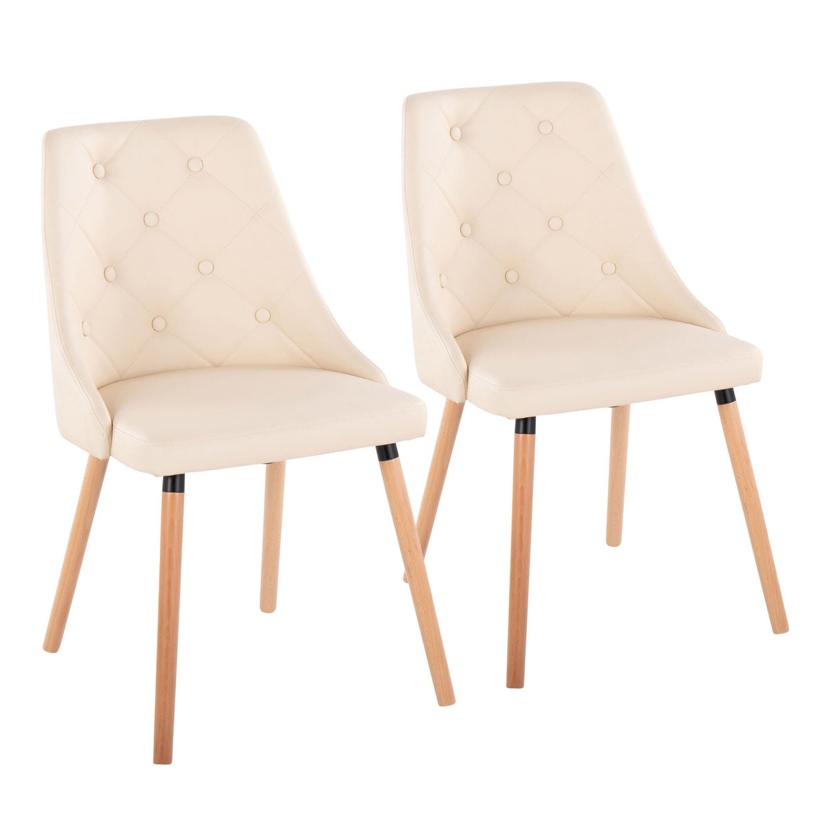 Giovanni contemporary dining chairs set of 2 in beige tufted faux leather by HouseOfZazla on Tampa Home & Garden Store