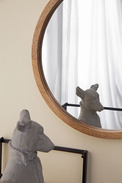 Circle wall mirror with natural wooden frame by HouseOfZazla for living room on Tampa Home & Garden Store