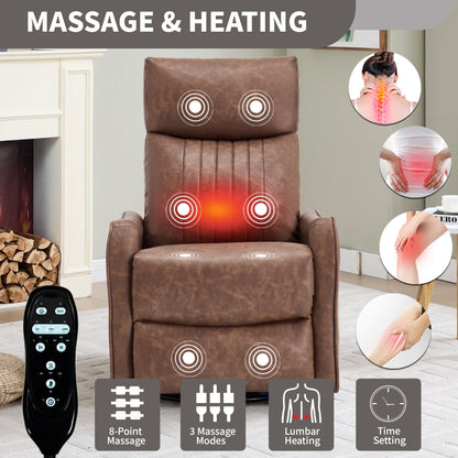 Brown heat massage manual recliner chair by HouseOfZazla with massage zones on Tampa Home & Garden Store