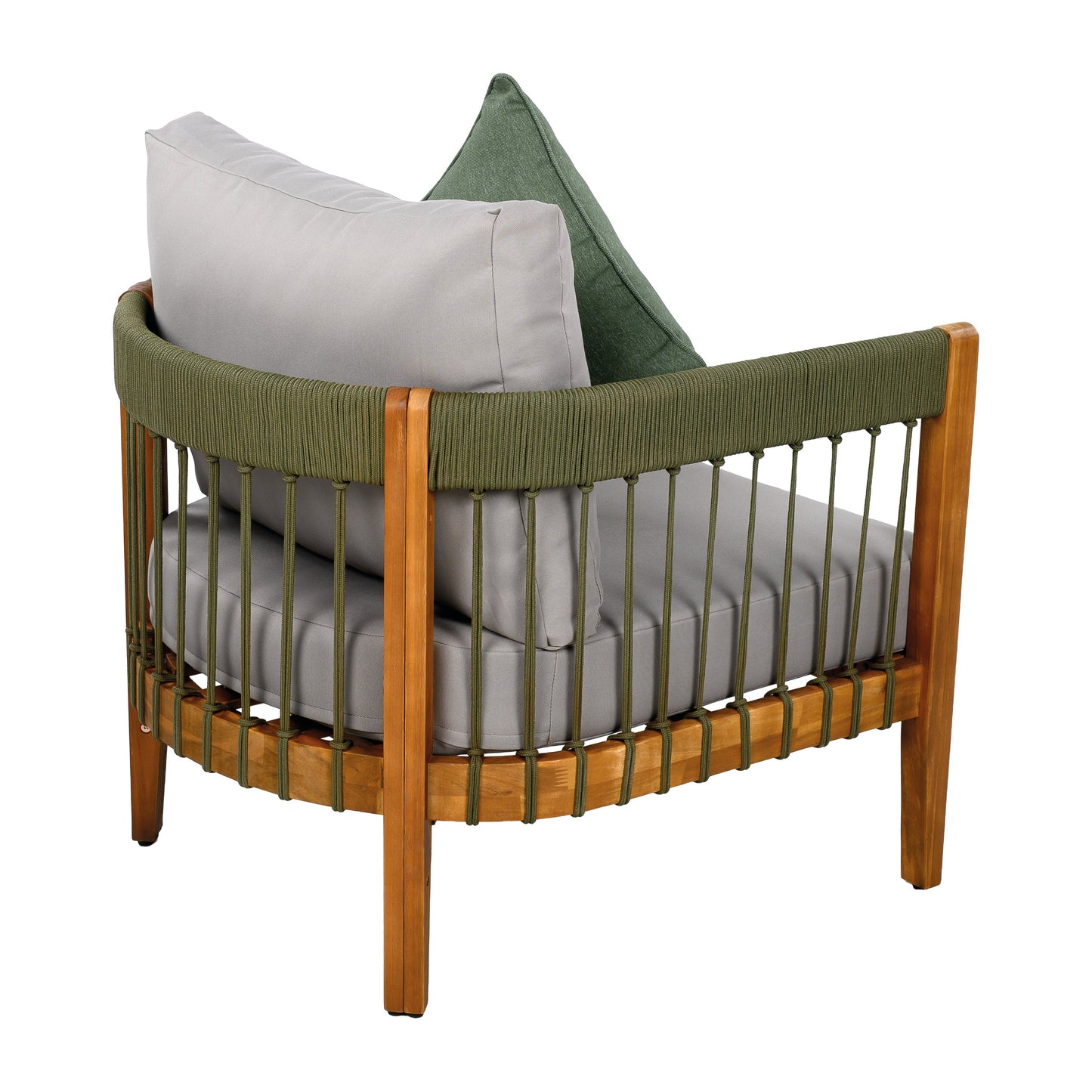 Set Of 2 Acacia Wood Club Chairs With Rope