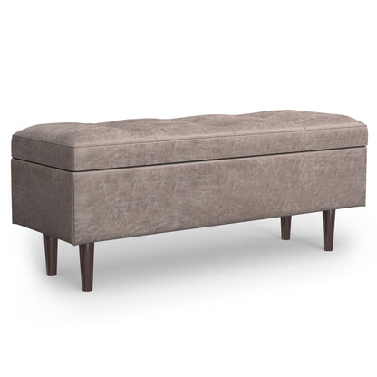 Shay large square storage ottoman taupe upholstery with dark legs on Tampa Home & Garden Store