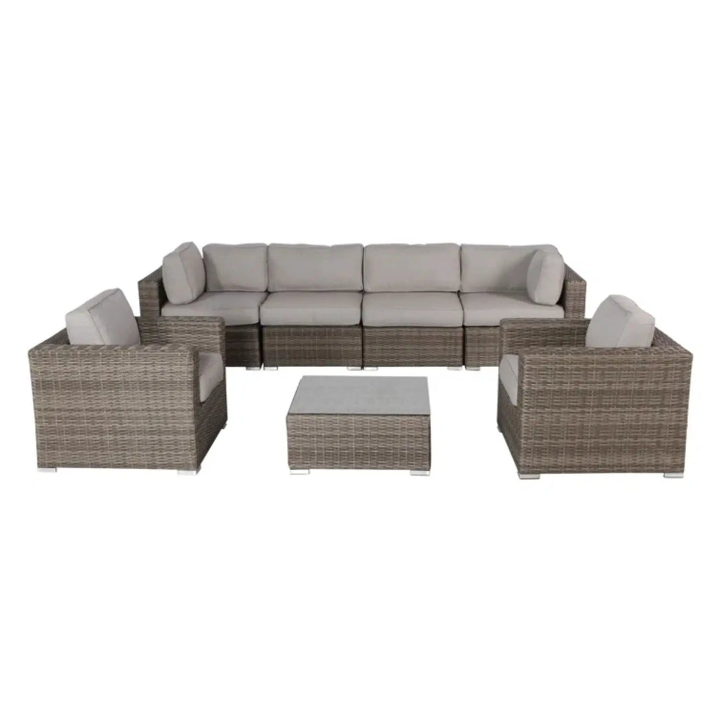 Stylish Entertainment Sectional Set wicker with beige cushions Unique Piece Furniture on Tampa Home & Garden Store