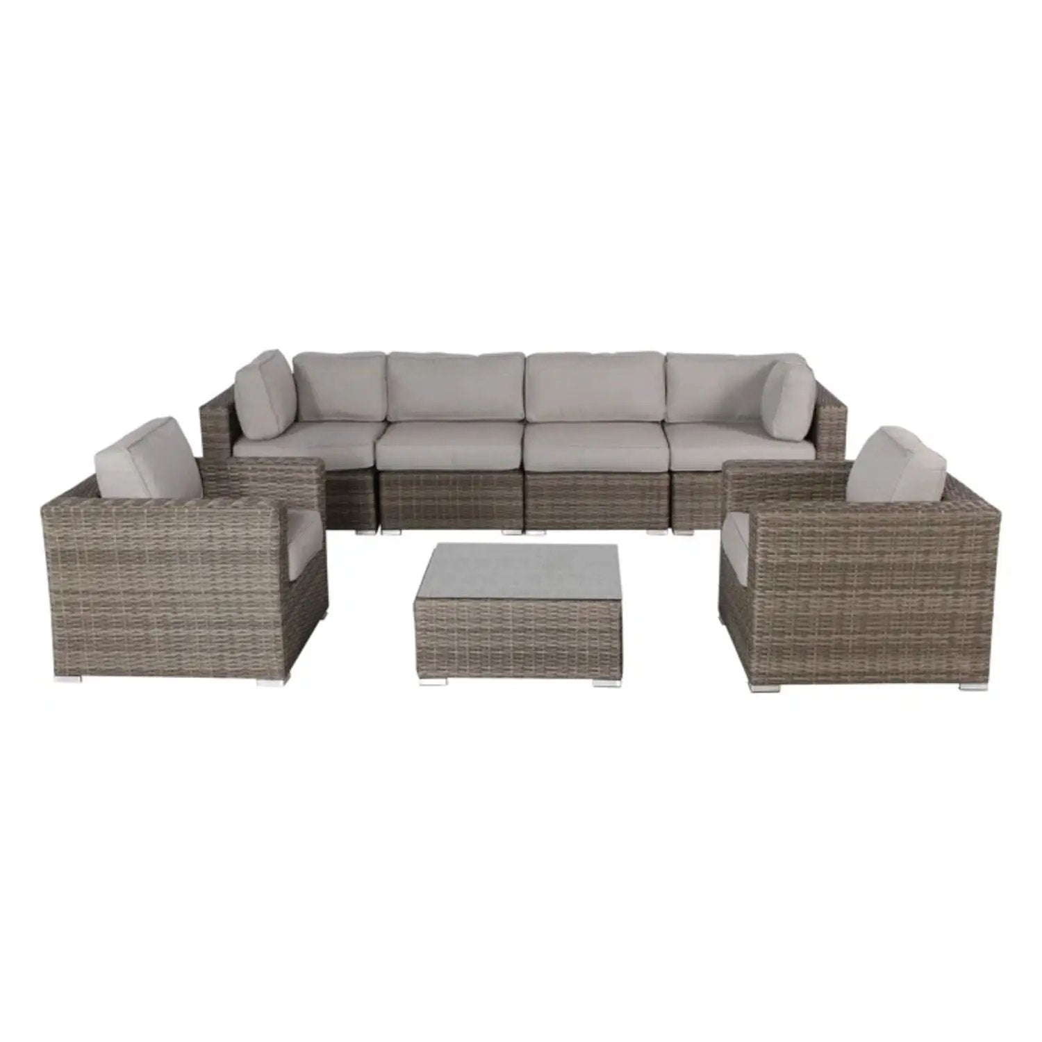 Stylish Entertainment Sectional Set wicker with beige cushions Unique Piece Furniture on Tampa Home & Garden Store