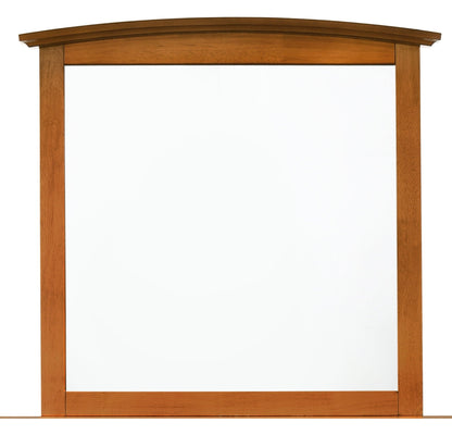 Elegant wall mirror with warm oak wood veneer frame and curved crown molding by HouseOfZazla on Tampa Home & Garden Store