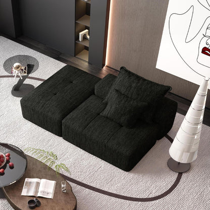 Modern oversized modular sectional sofa in black fabric with deep cushions on Tampa Home & Garden Store