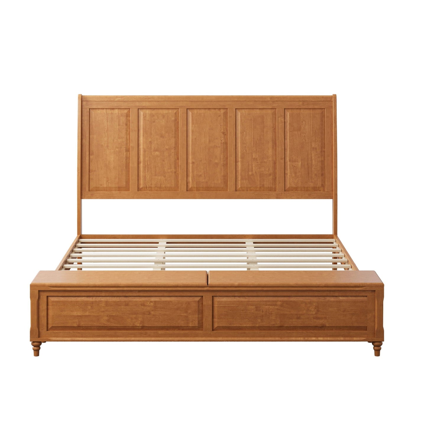 Modern Sleigh Bed with Tall Headboard and Bench