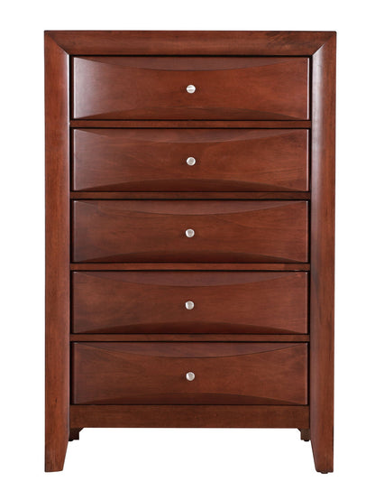 Accent chest with curved molded drawers in dark brown wood, silver knobs HouseOfZazla on Tampa Home & Garden Store