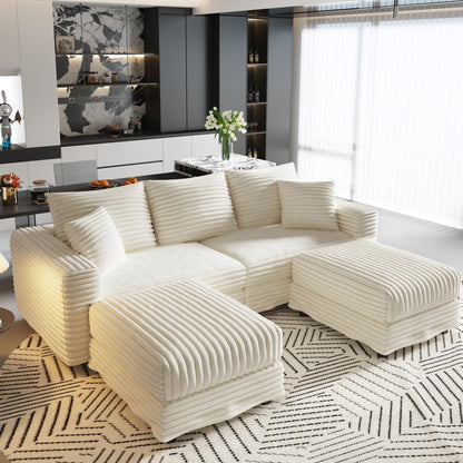 Deep Seat Sofa Bed With Ottoman and Soft Pillows