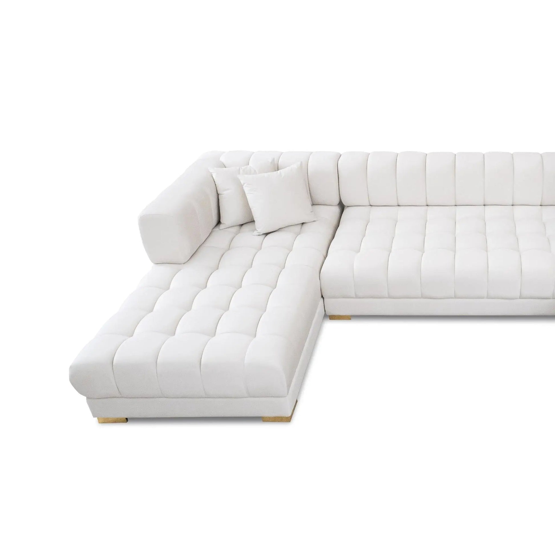 Marlow - U Shape Corner Sofa, white tufted stationary sectional by Unique Piece Furniture on Tampa Home & Garden Store