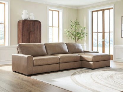Veronella stationary sectional sofa in tan leather by Unique Piece Furniture on Tampa Home & Garden Store
