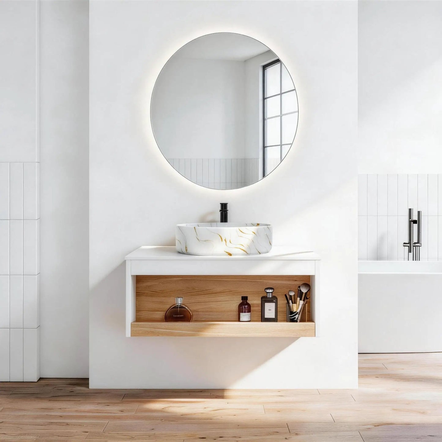 Floating Bathroom Vanity with Vessel Sink
