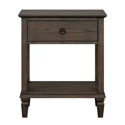 Bedside table with drawer and shelf in dark brown solid wood by HouseOfZazla on Tampa Home & Garden Store
