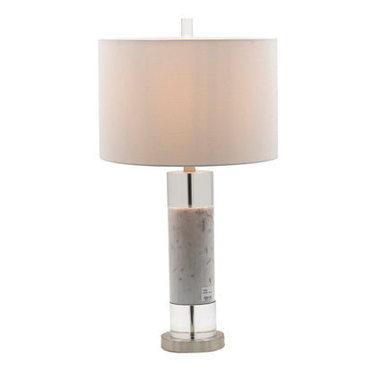 Sculpted Marble & Crystal Cylinder Table Lamp with beige shade by HouseOfZazla on Tampa Home & Garden Store