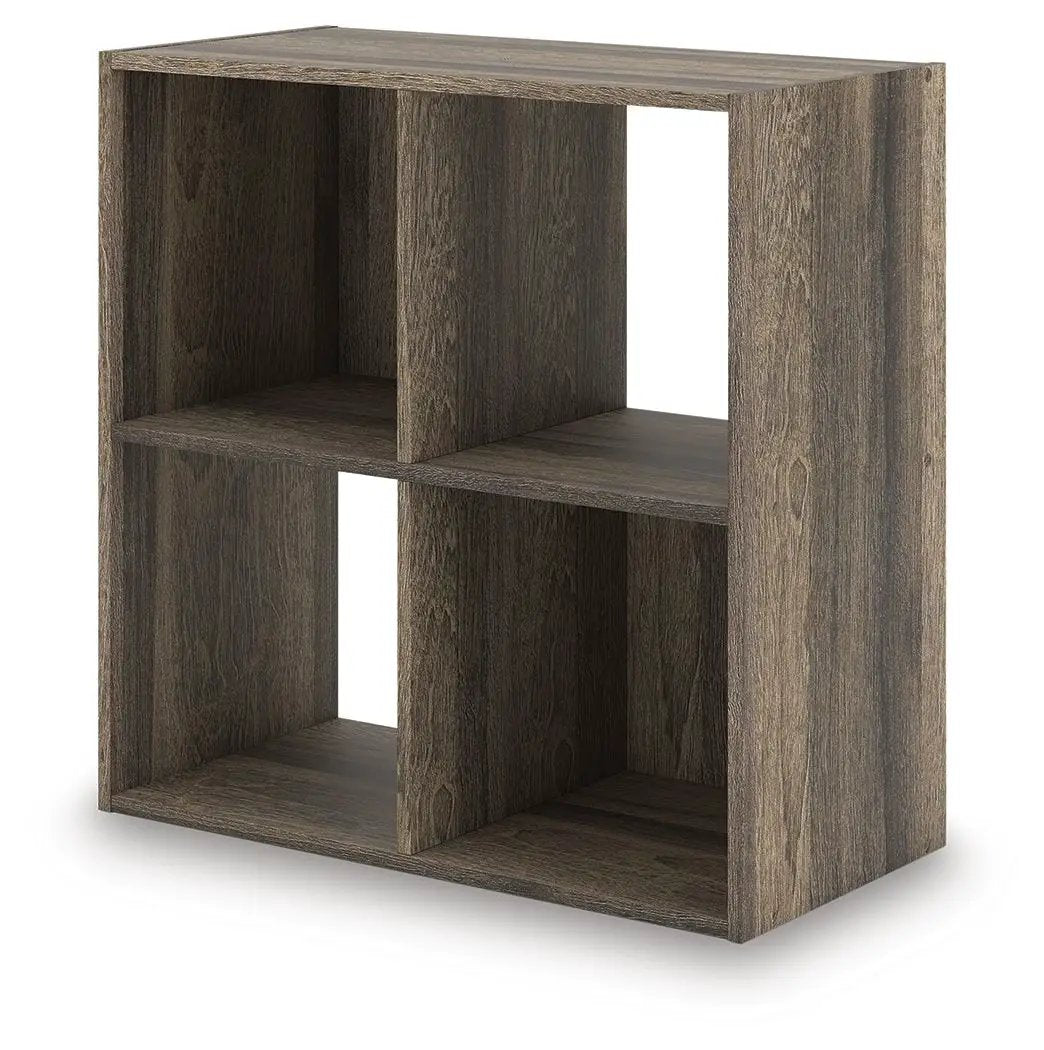 Shallifer Cube Organizer in dark wood finish with four open cubby compartments on Tampa Home & Garden Store